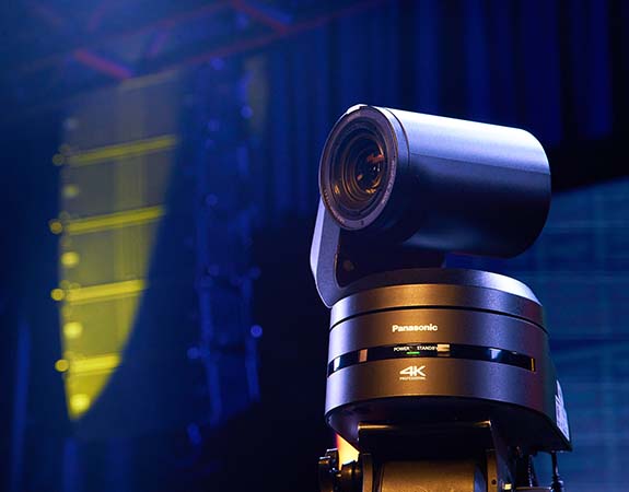 Virtual Event Services 4K camera and speaker system