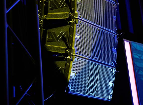 line array sound system in a Hotel AV set-up